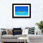 Turquoise Atoll Sandbar with Palm Trees Wall Art