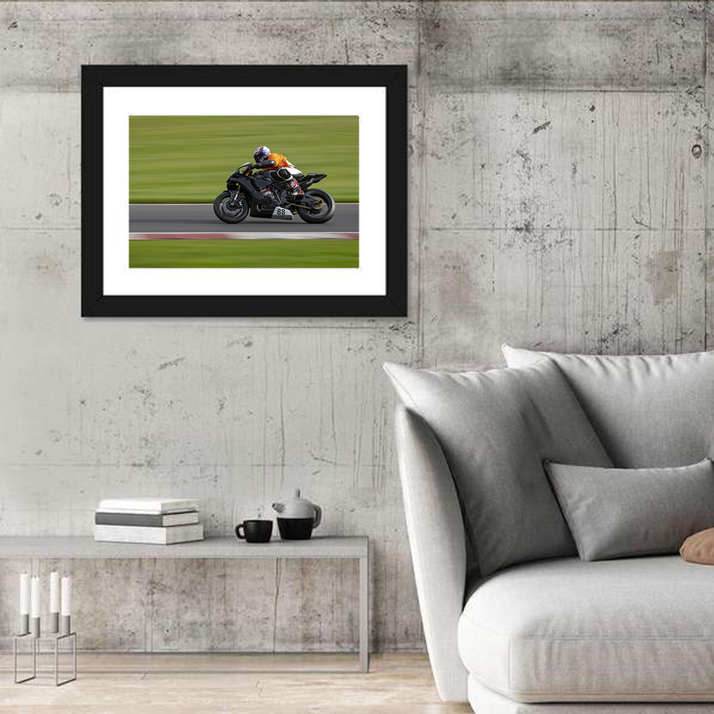 Motorcycle Racer No. 88 Wall Art in a room, landscape