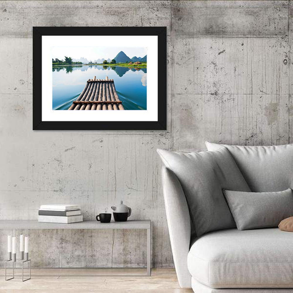 Li River Bamboo Raft, Guilin Wall Art in a room, landscape