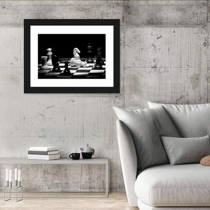 Fallen White King Chess Scene Wall Art