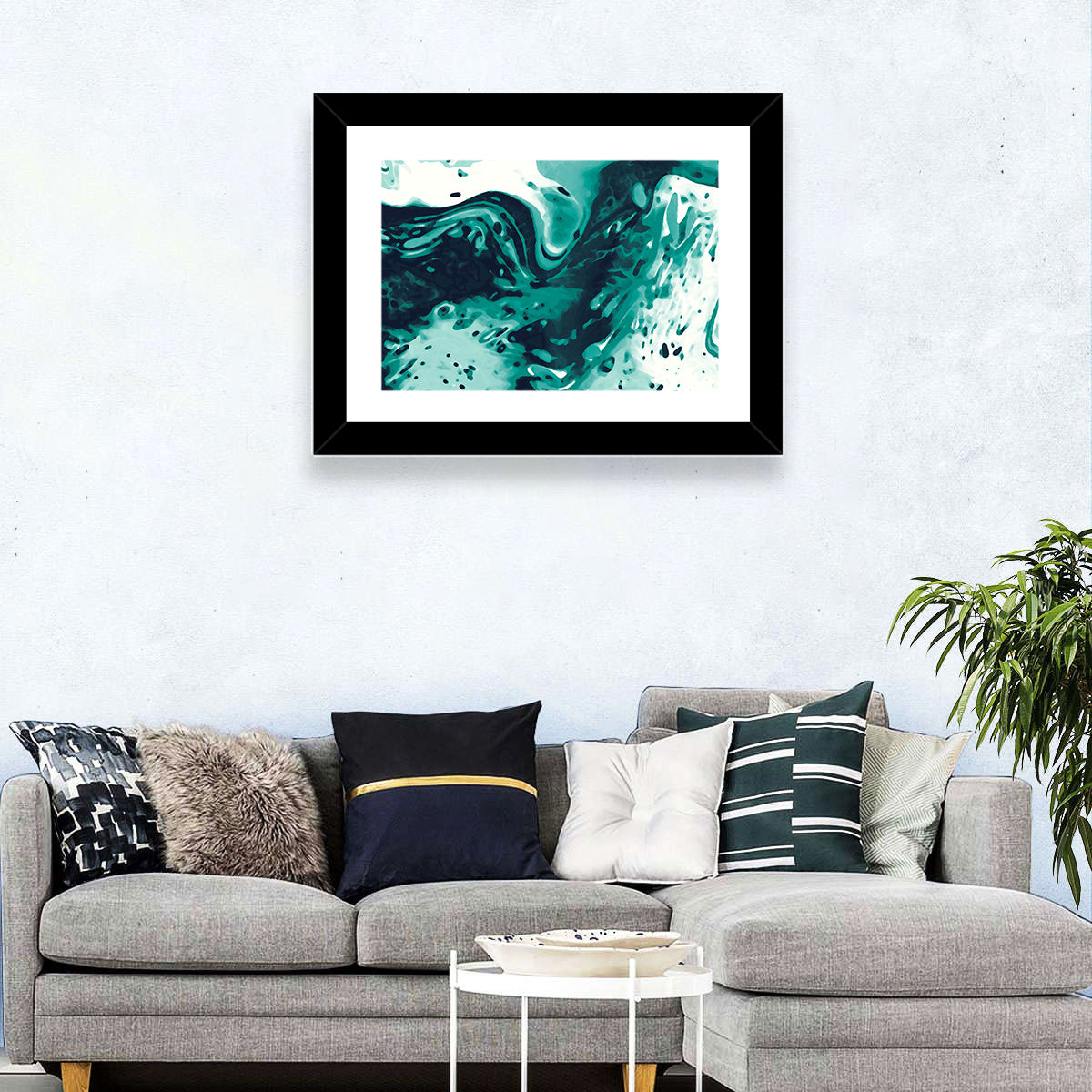 Teal Wave Abstract Wall Art