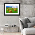 Golden Hay Bales in Green Field Wall Art