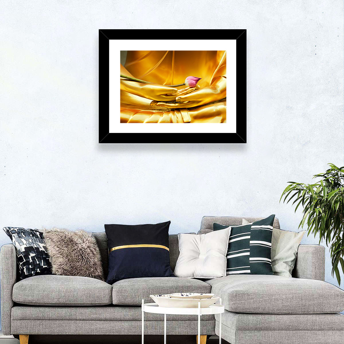 Buddha Hands with Lotus Wall Art