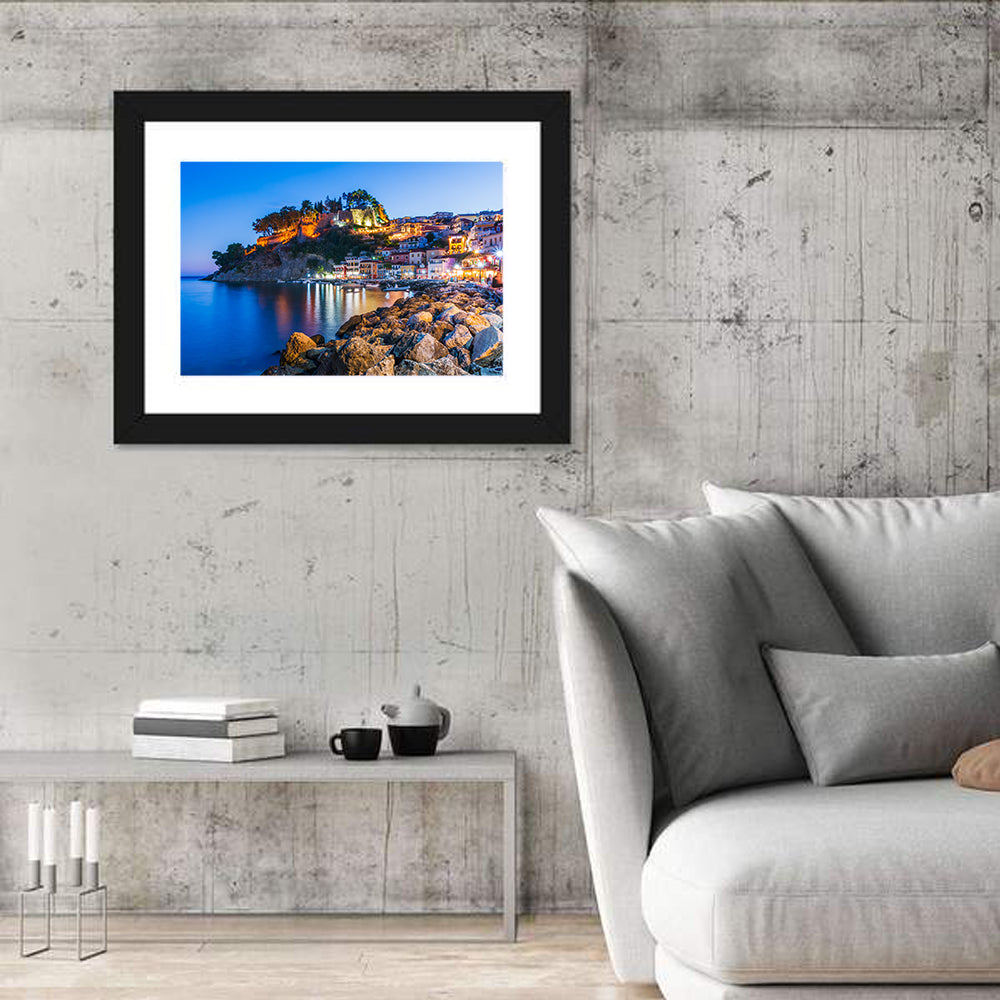 Parga Harbor at Dusk Wall Art