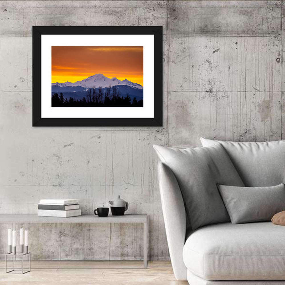 Sunrise Over Mount Baker Wall Art in a room, landscape