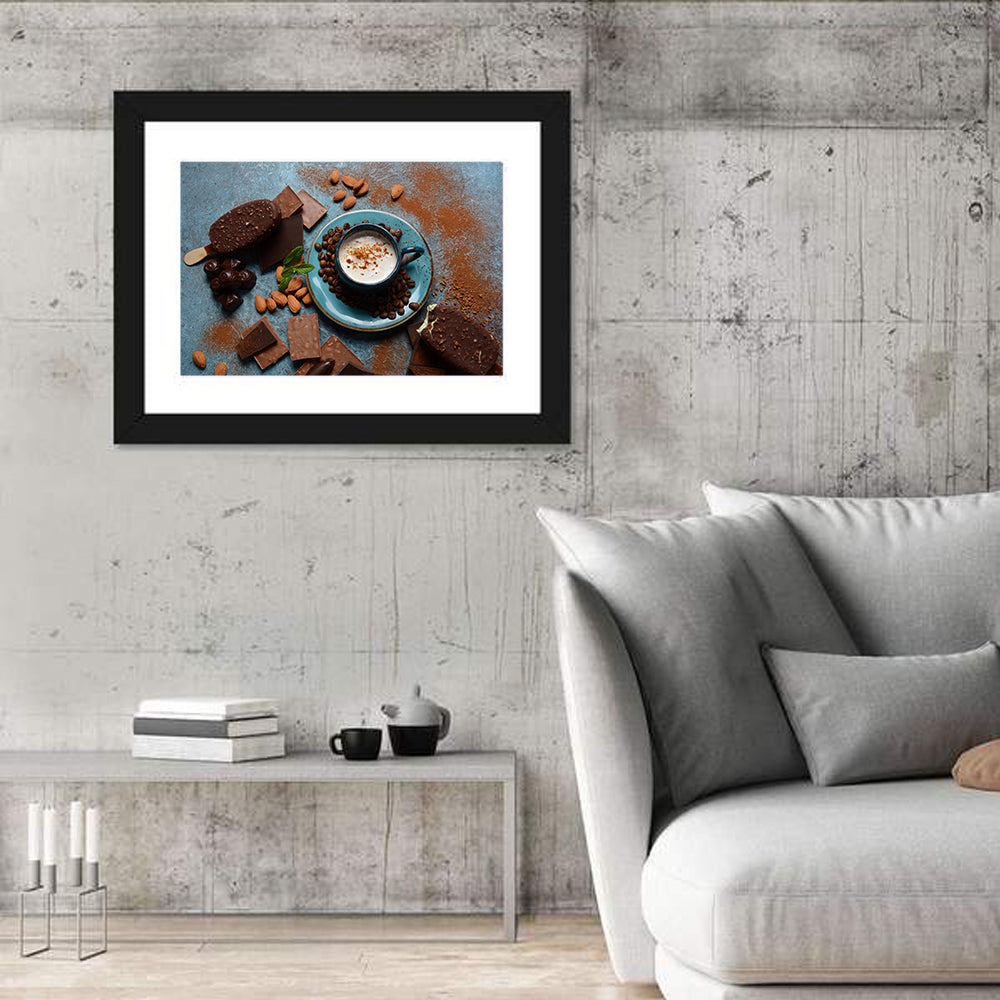 Coffee and Ice Cream Still Life Wall Art in a room, landscape
