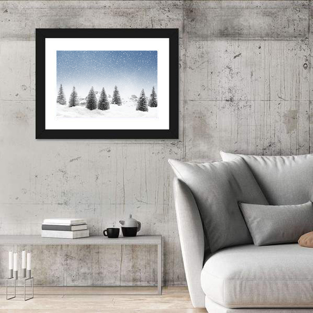 Winter Pine Trees Landscape Wall Art