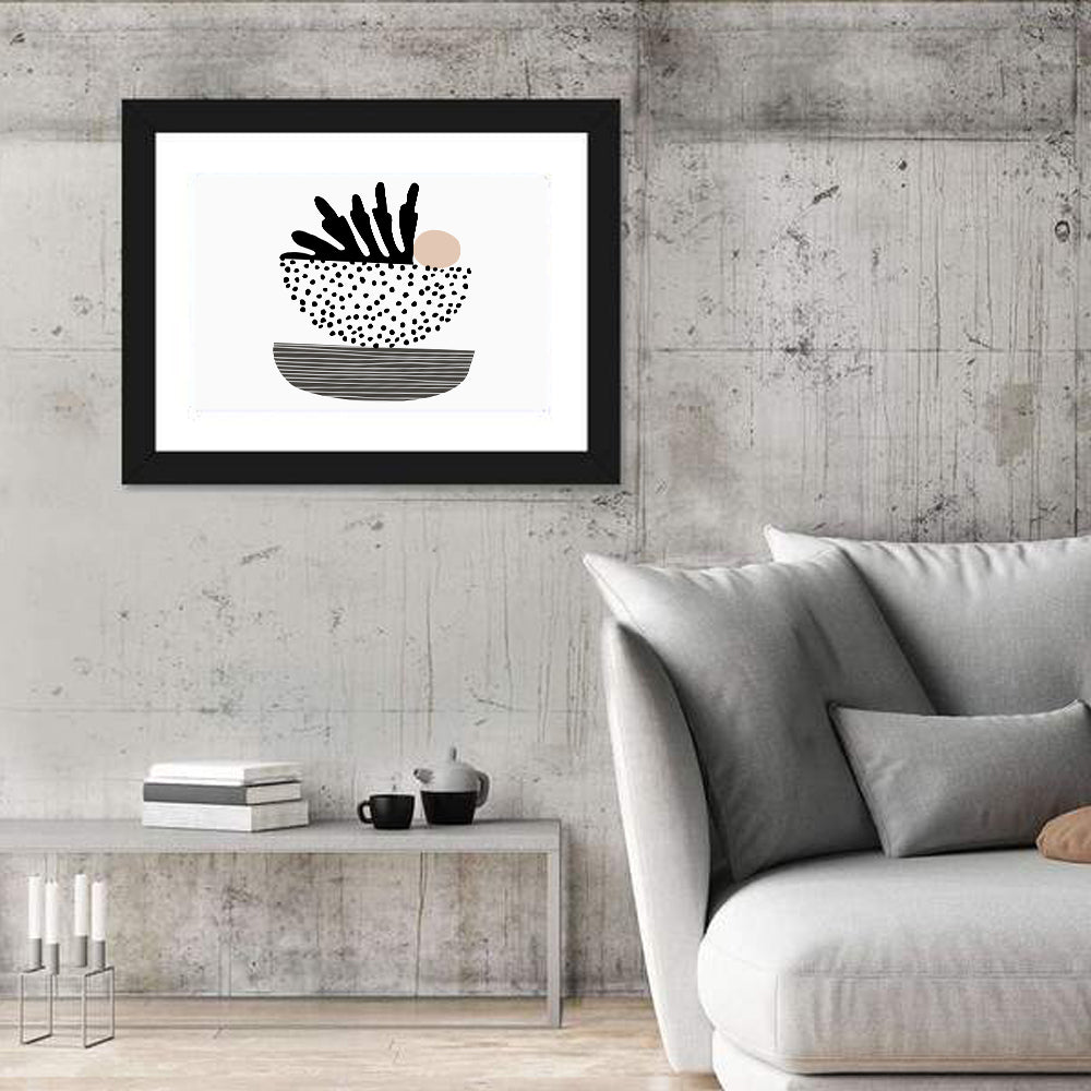 Palm Leaf with Stacked Bowls Wall Art