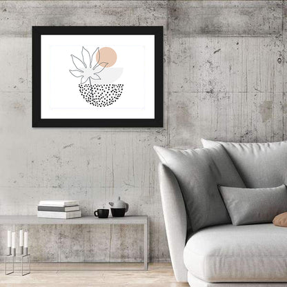 Palm Leaf with Peach Circle Illustration Wall Art