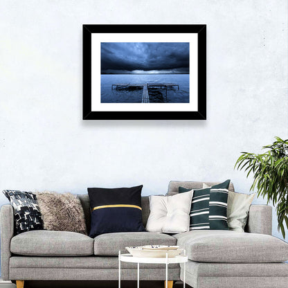 Stormy Lake Pier Wall Art