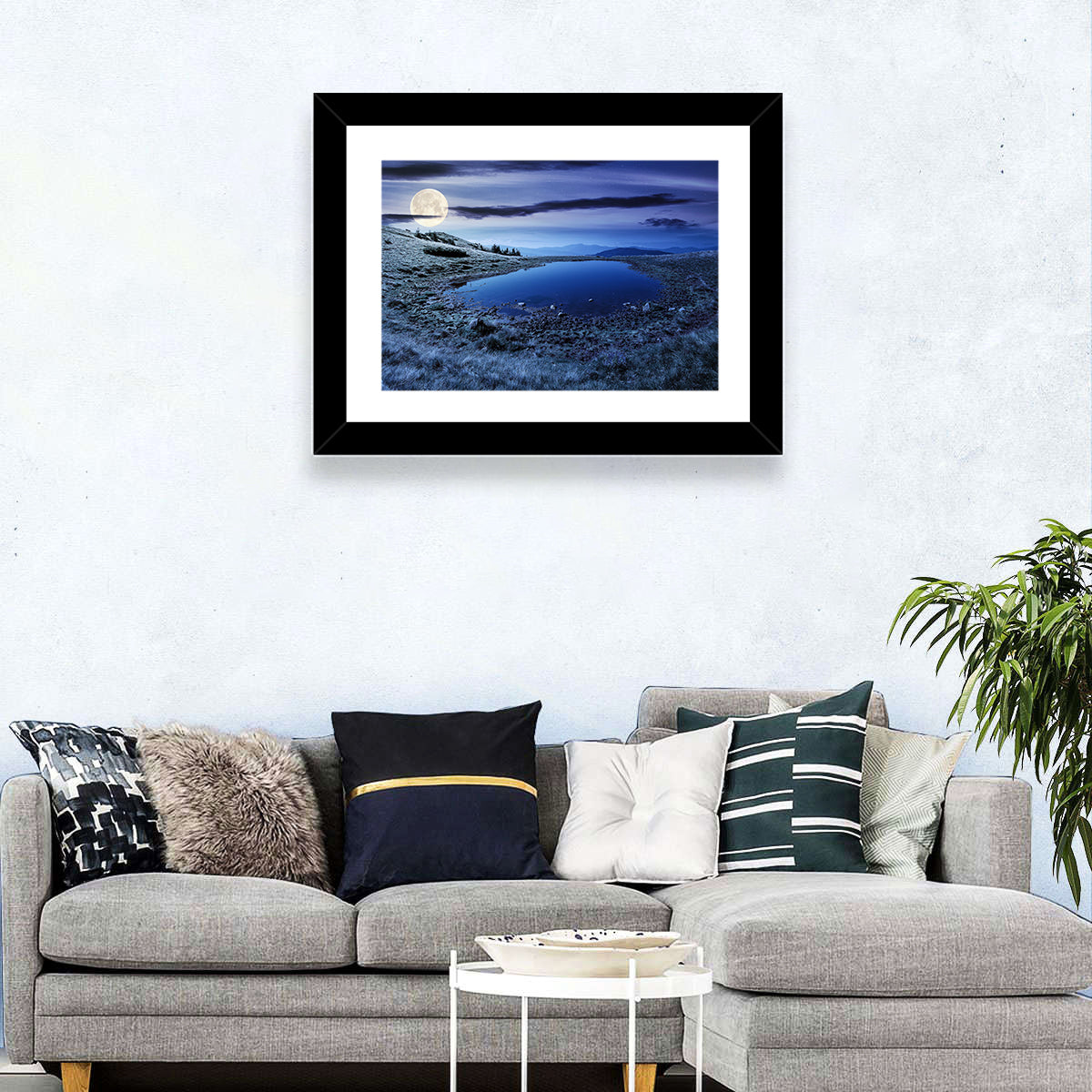 Mountain Lake at Night Wall Art