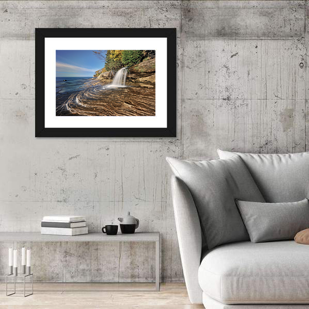 Little Miners Falls Waterfall Wall Art in a room, landscape