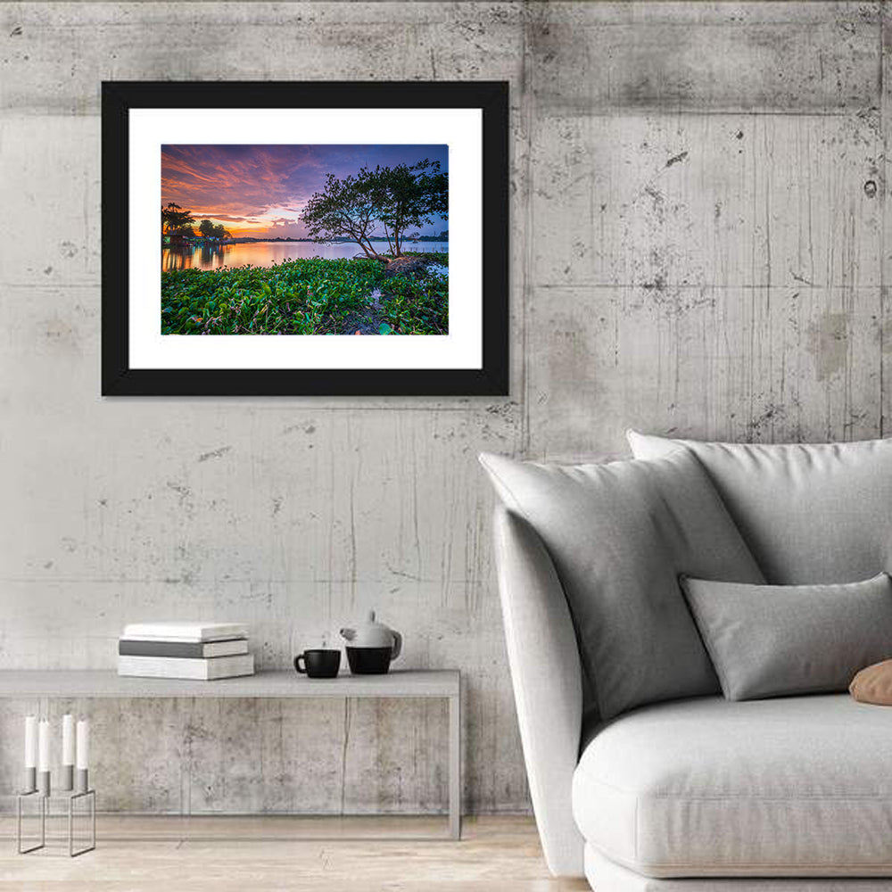 Cipondoh Lake Hyacinth Sunset Wall Art in a room, landscape