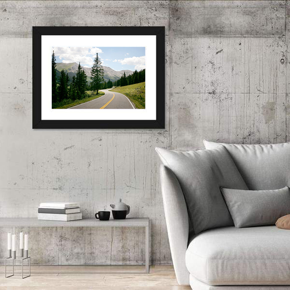 Colorado Mountain Road Wall Art in a room, landscape