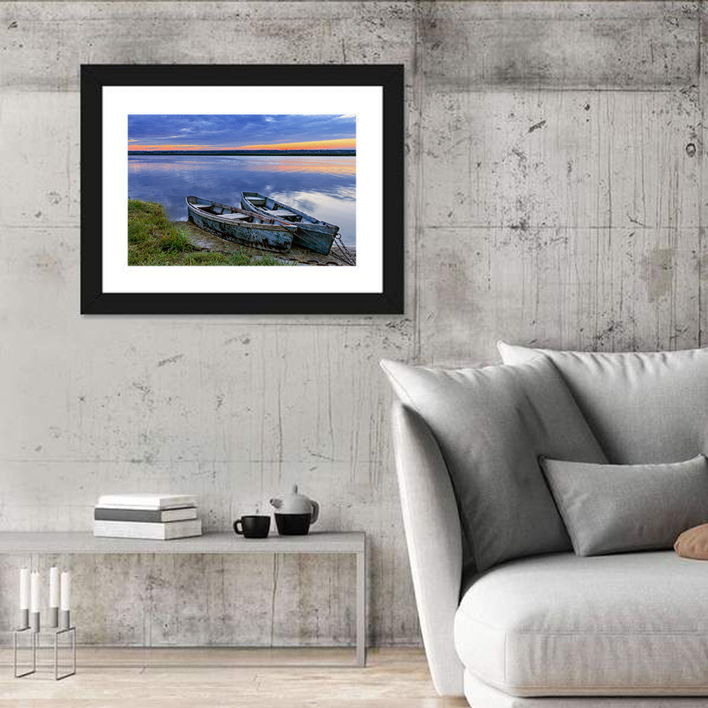 Chained Rowboats at Dusk Wall Art