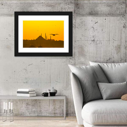 Süleymaniye Mosque Golden Hour Silhouette Wall Art