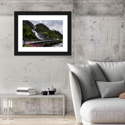 Låtefossen Stone Bridge and Waterfall Wall Art