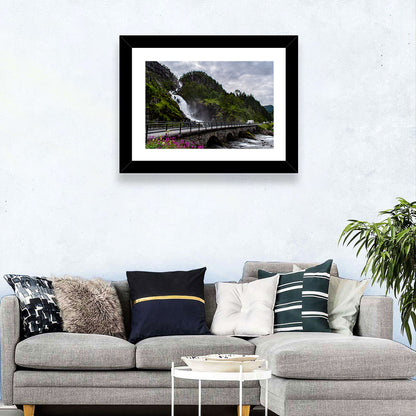 Låtefossen Stone Bridge and Waterfall Wall Art