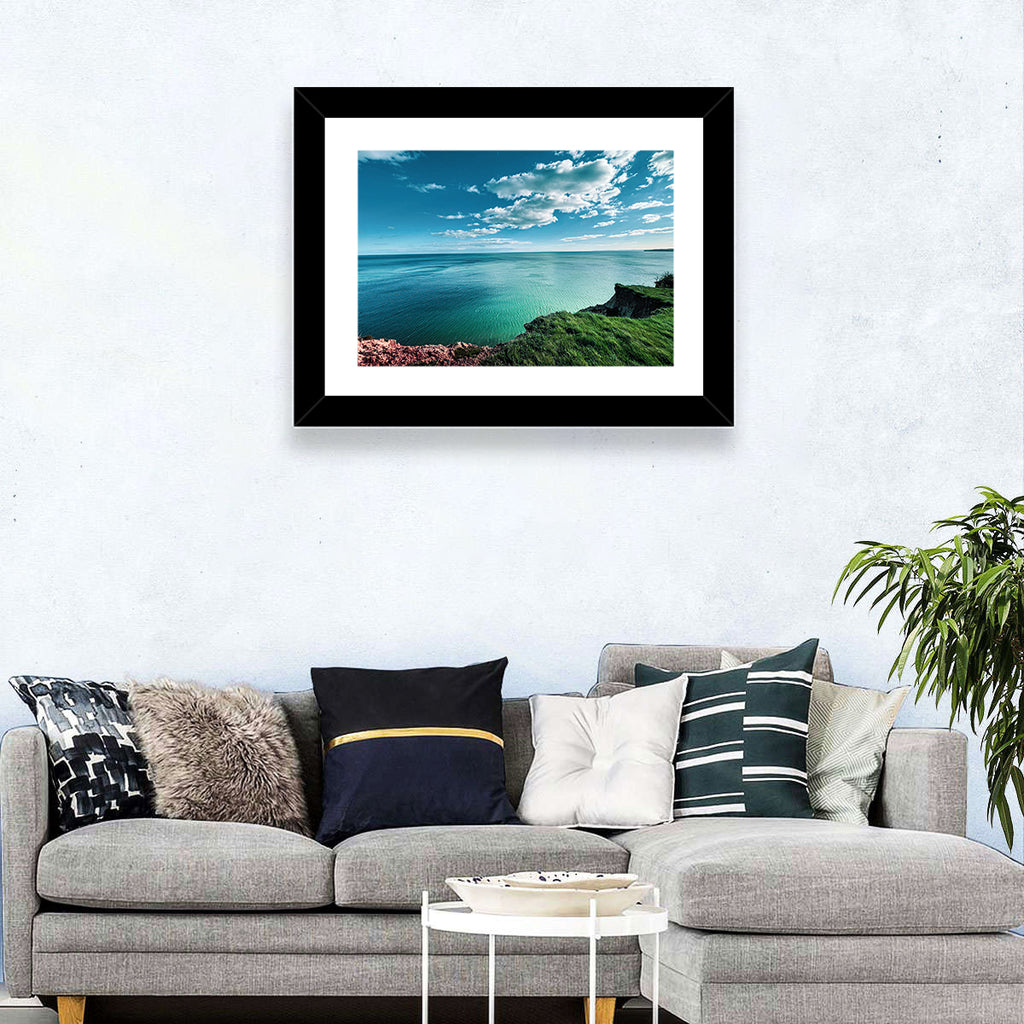 Coastal Cliffs Above a Turquoise Sea Wall Art
