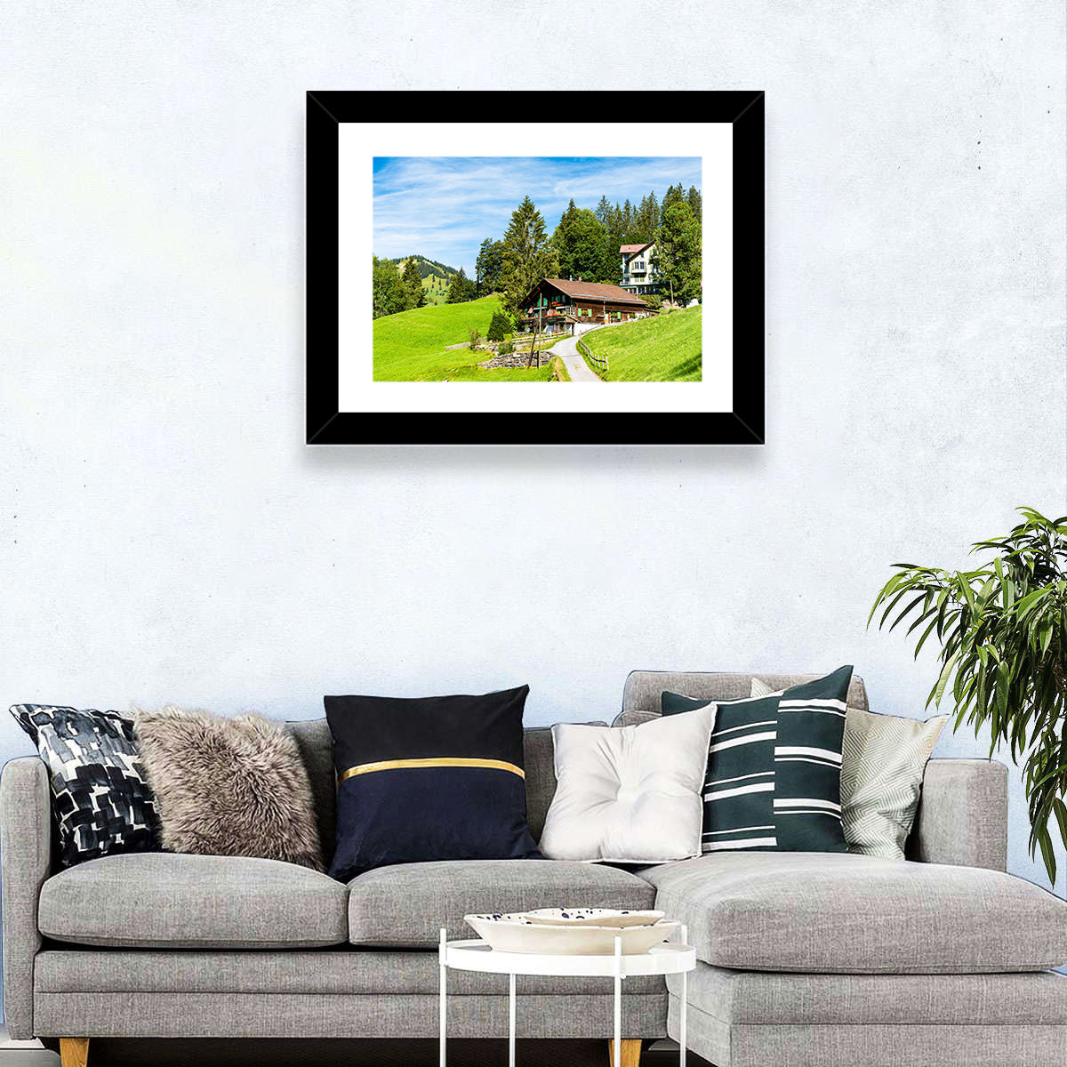 Wengen Alpine Chalet Path Wall Art in a room, landscape