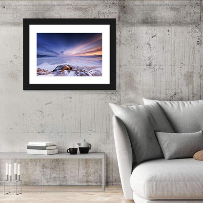 Frozen Lake Ice and Sunset Sky Wall Art