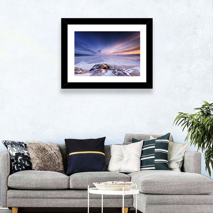 Frozen Lake Ice and Sunset Sky Wall Art