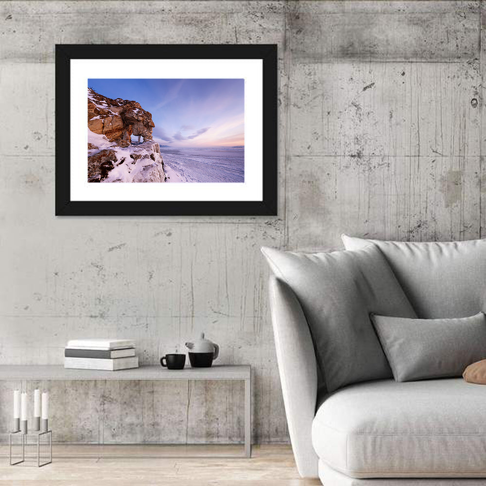 Lake Baikal Rock Arch at Winter Twilight Wall Art