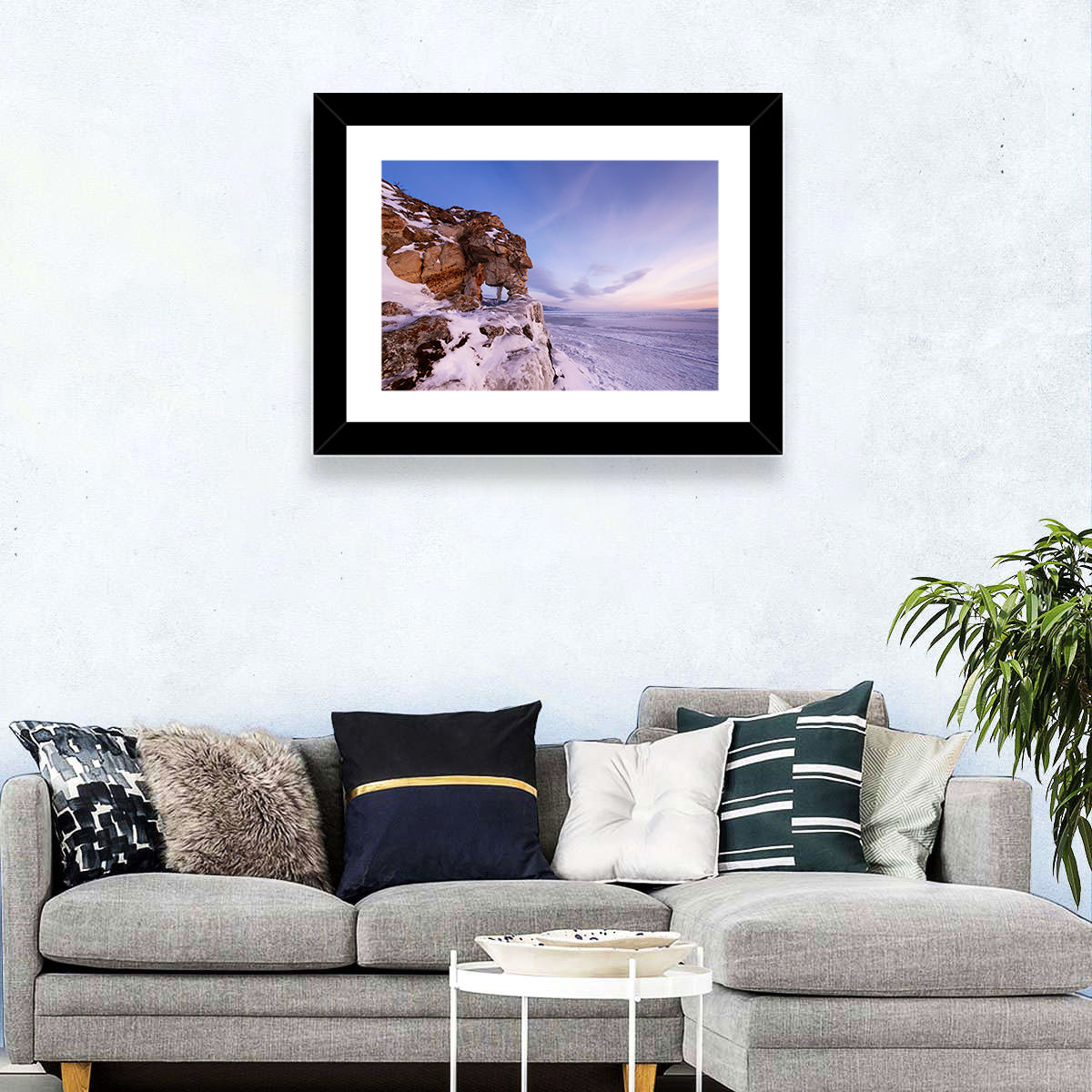 Lake Baikal Rock Arch at Winter Twilight Wall Art