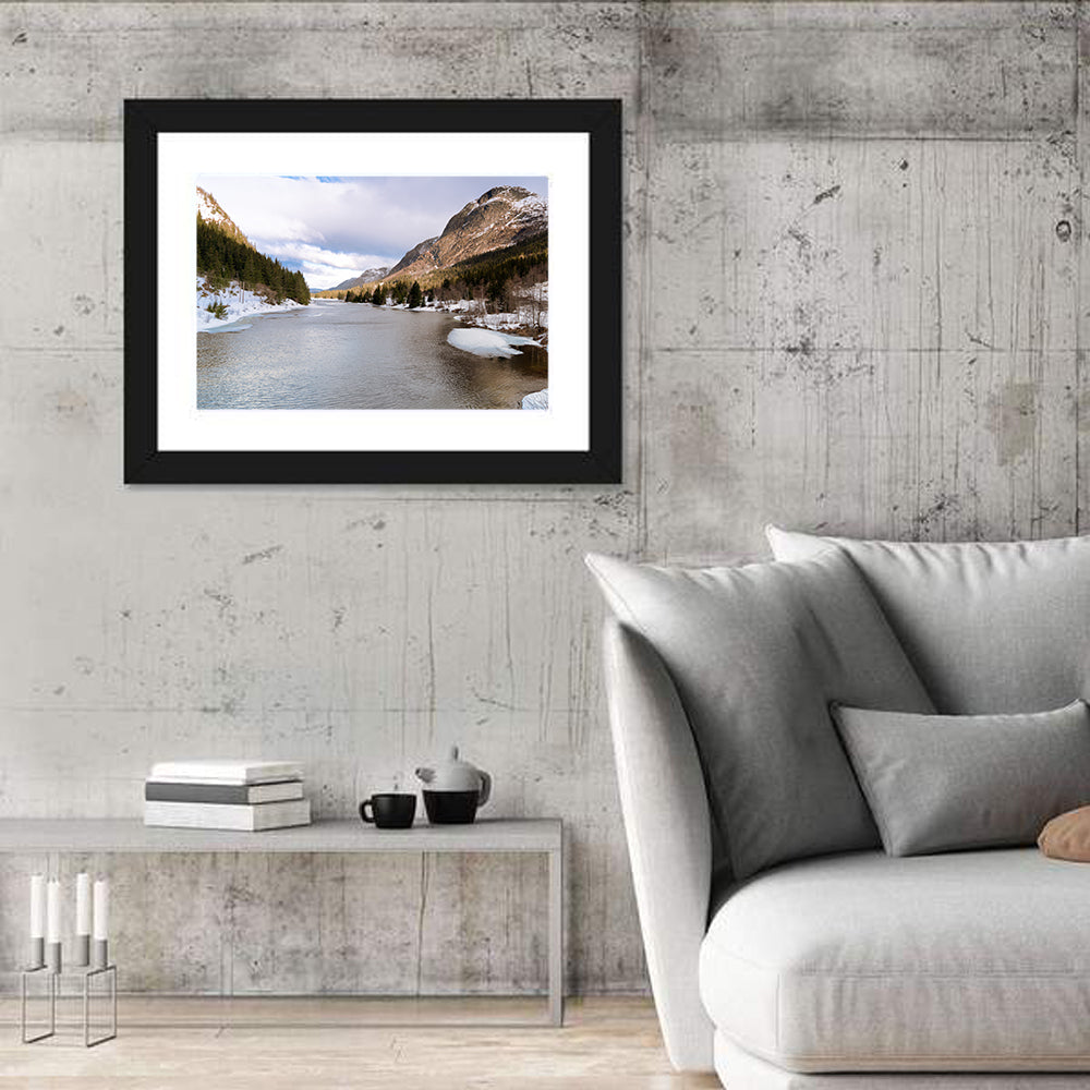 Grungevatn Winter River and Lake Wall Art