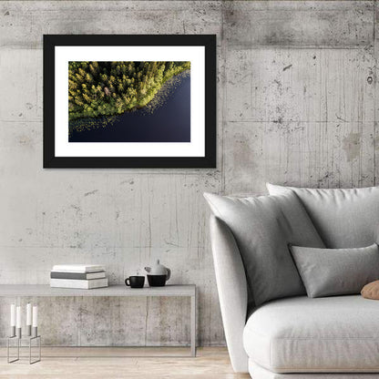 Aerial Lake with Red Boat Wall Art