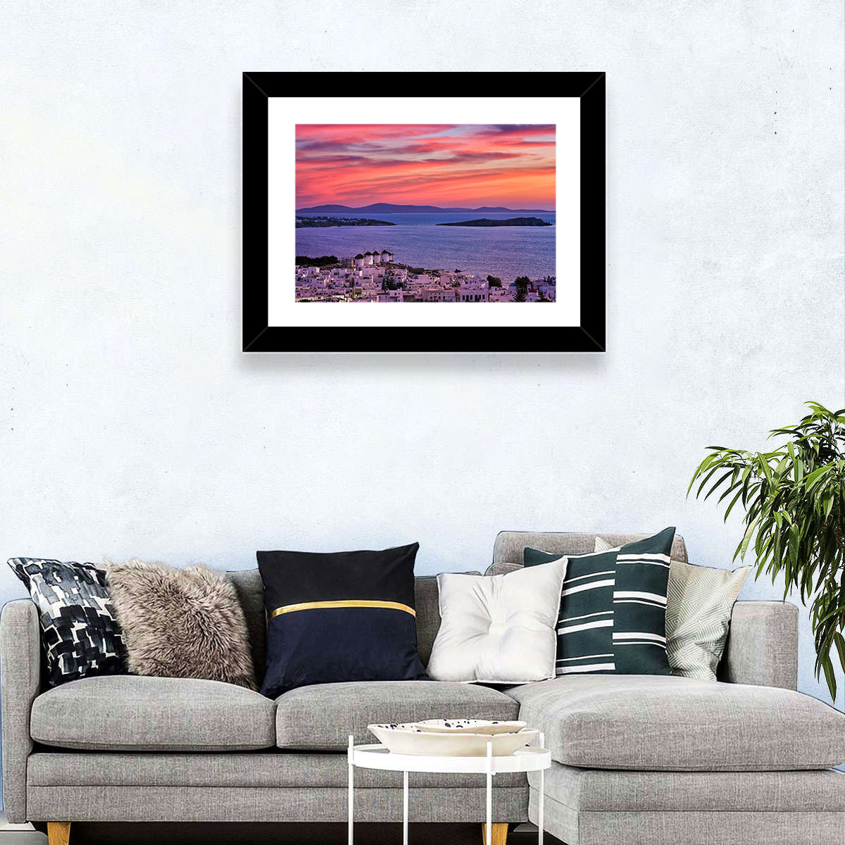 Mykonos Windmills at Sunset Wall Art
