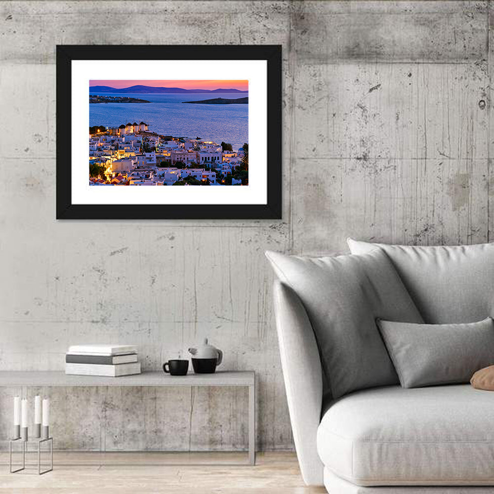 Kato Mili Windmills at Twilight Wall Art in a room, landscape