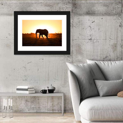 Golden Hour Elephant Silhouette Wall Art