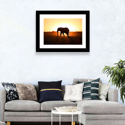 Golden Hour Elephant Silhouette Wall Art