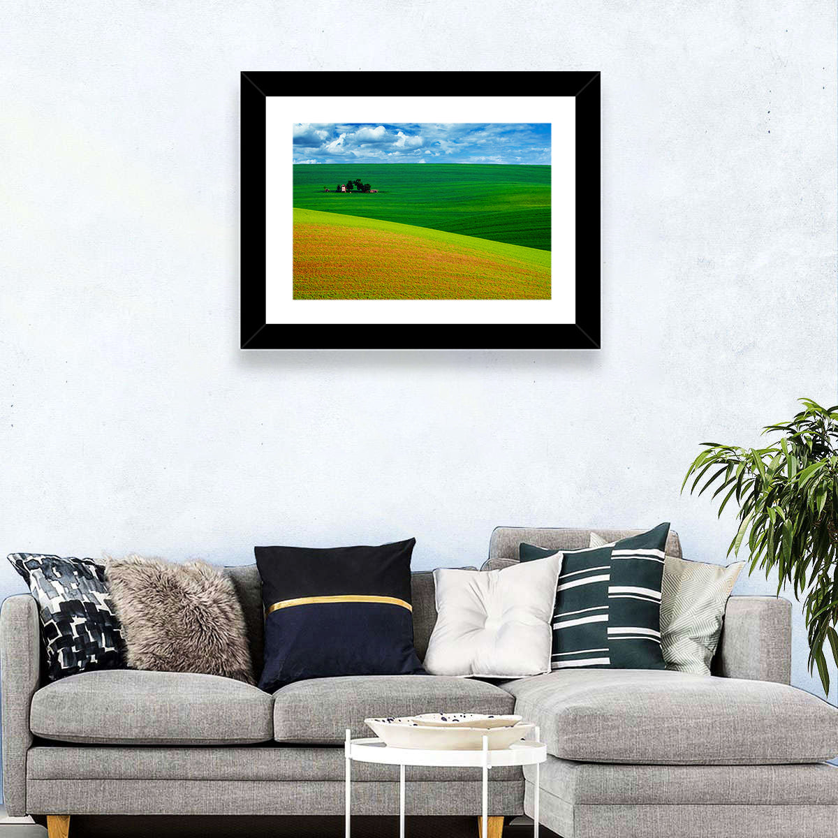 Golden Field and Green Hillside Wall Art
