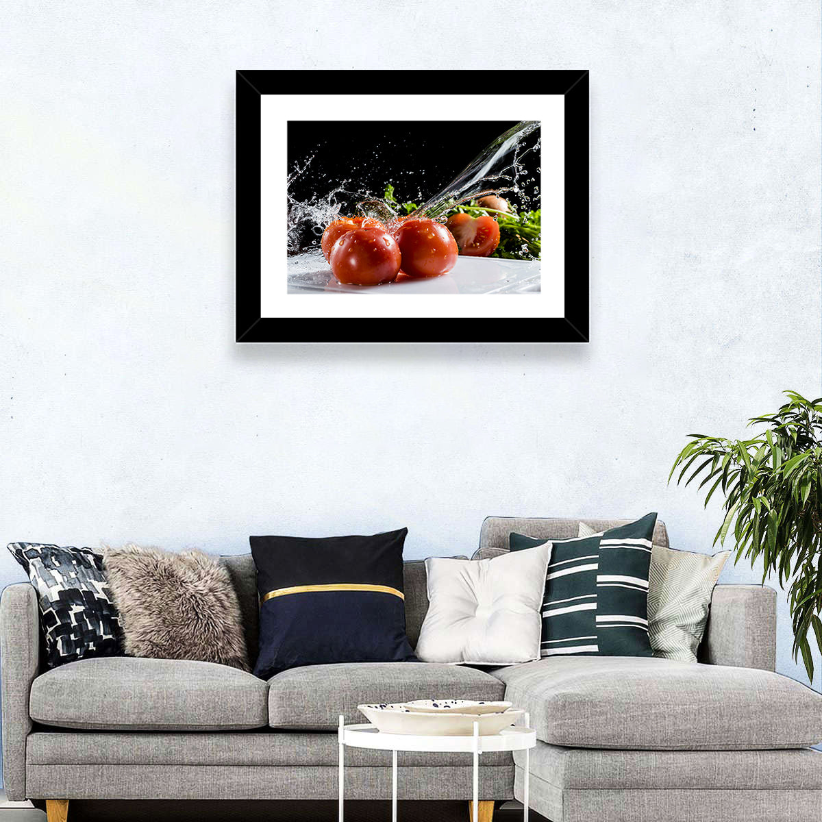 Tomatoes with Water Splash Wall Art