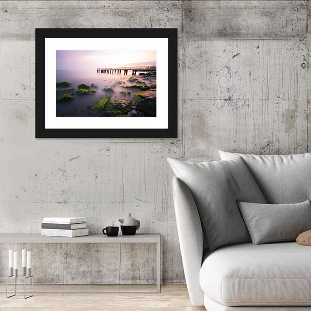 Florya Beach Pier at Lavender Dusk Wall Art in a room, landscape