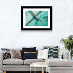 Aerial Red Pier Over Turquoise Water Wall Art