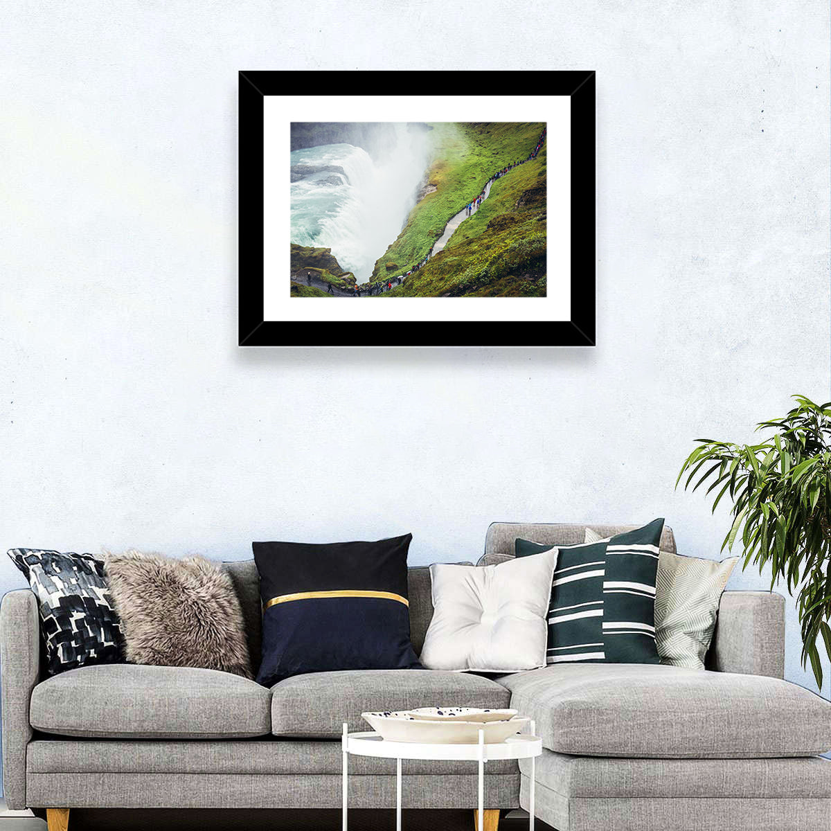 Misty Path at Gullfoss Waterfall Wall Art