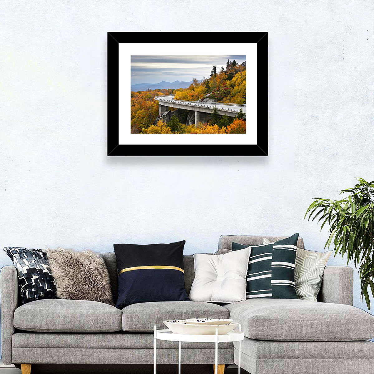 Linn Cove Viaduct at Grandfather Mountain Wall Art in a room, landscape