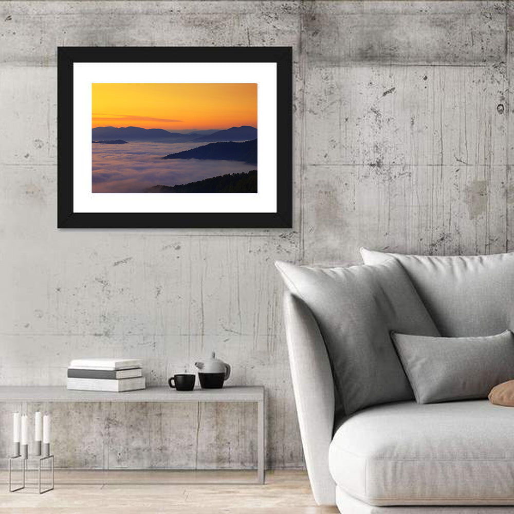 Cloud Sea Over Mountains at Golden Dawn Wall Art