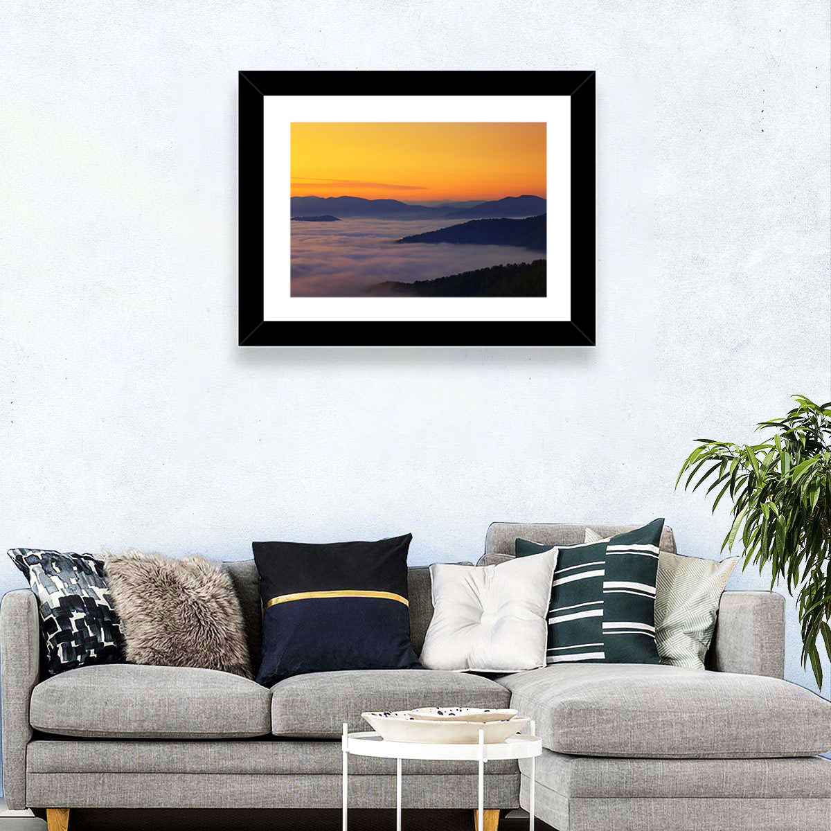 Cloud Sea Over Mountains at Golden Dawn Wall Art