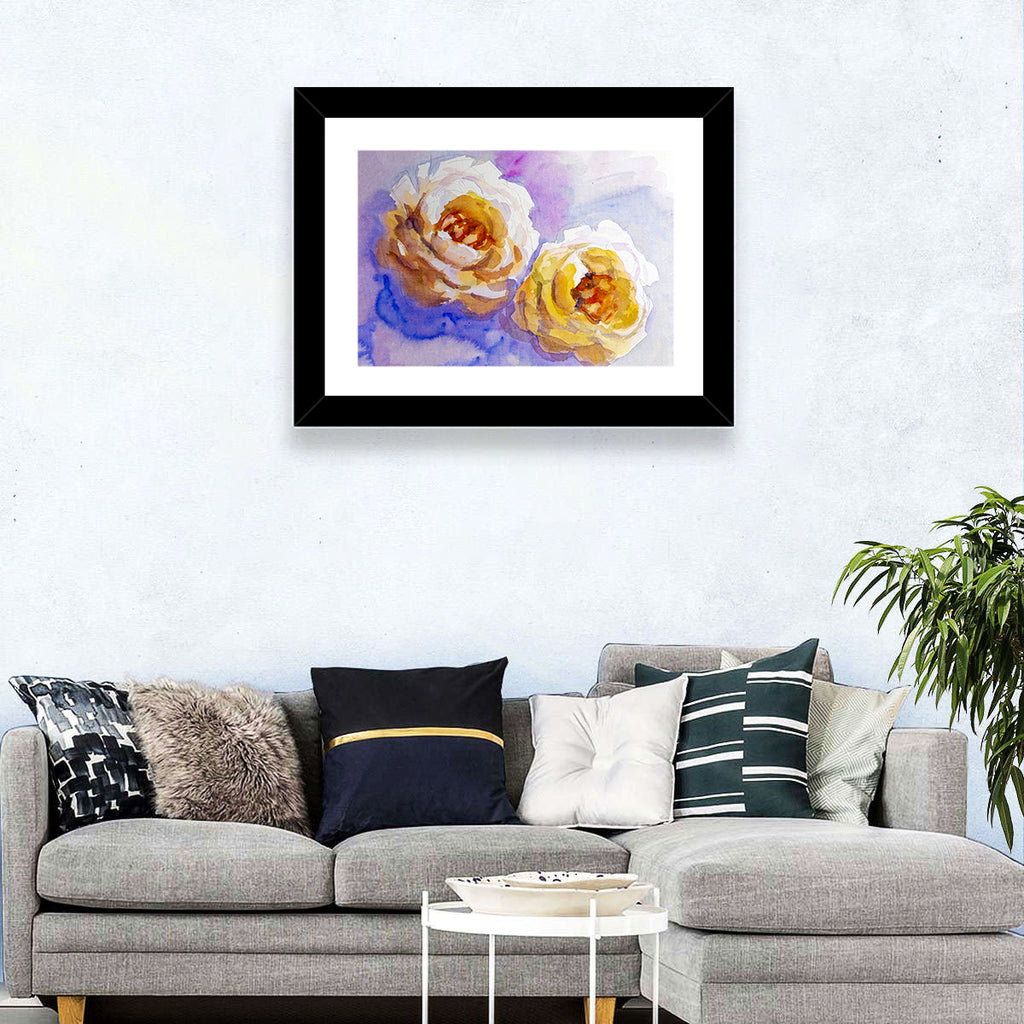 Diagonal Rose Pair Study Wall Art