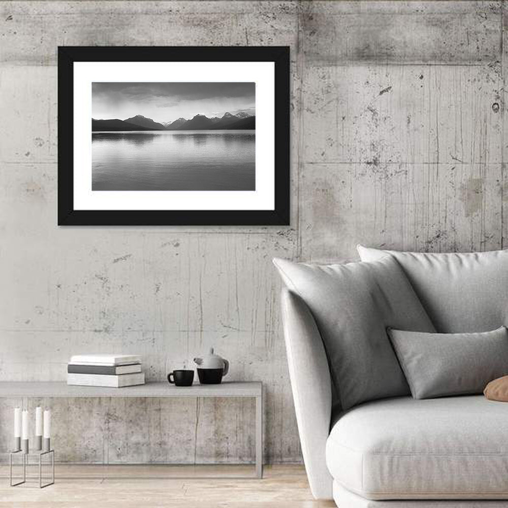 Lake Mcdonald Monochrome Reflection Wall Art
