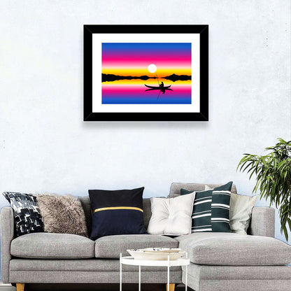 Fisherman Silhouette at Sunset Wall Art