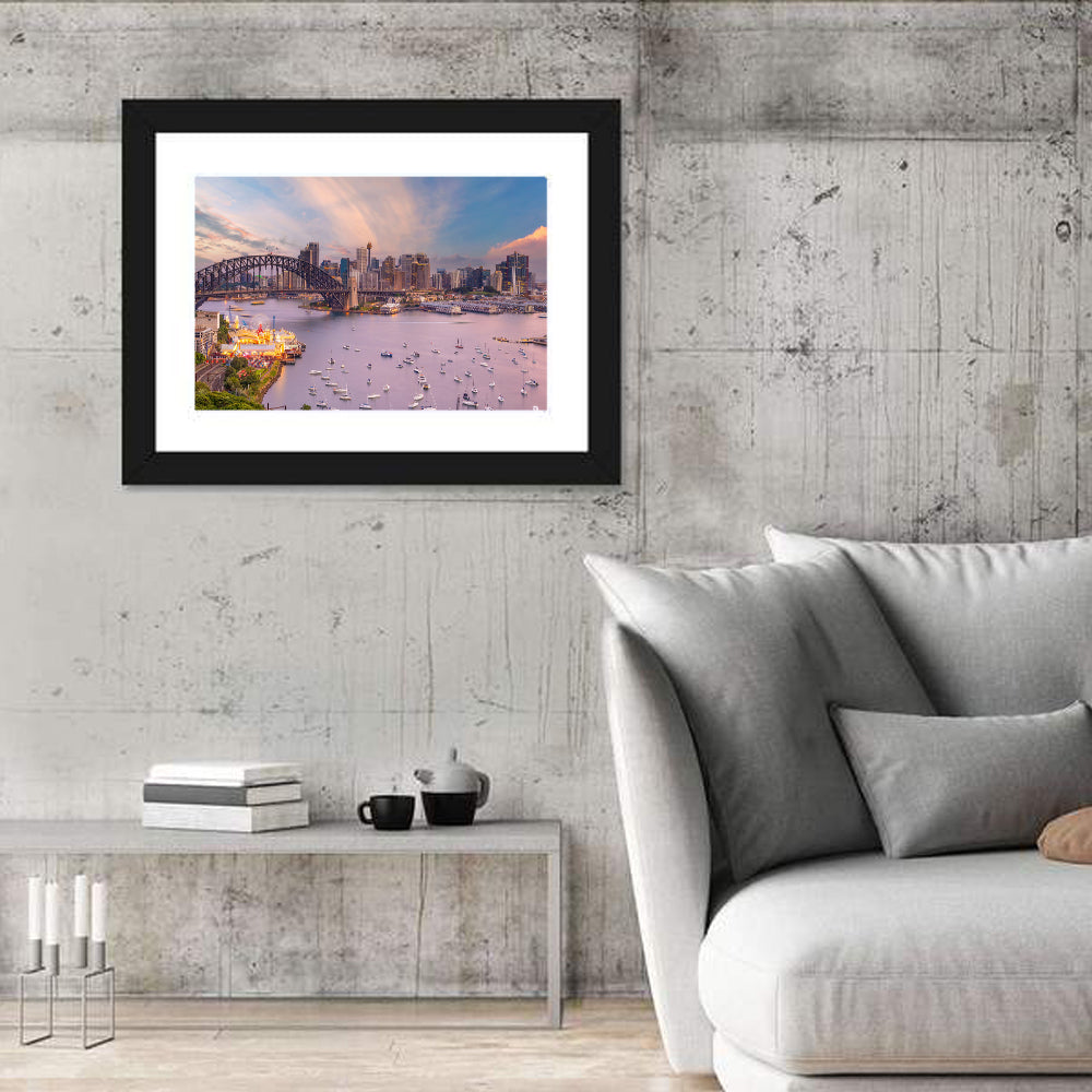 Sydney Harbour Bridge at Golden Twilight Wall Art