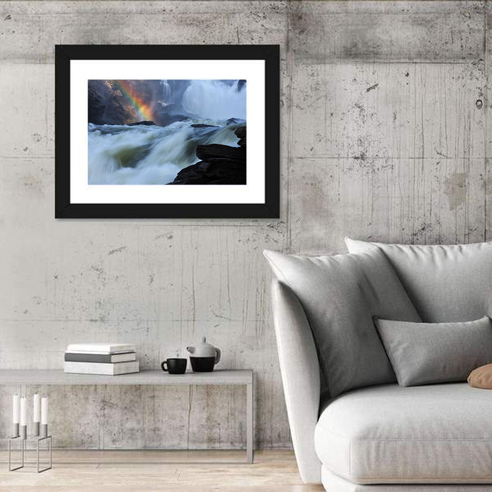 Rainbow Over Rushing River Wall Art