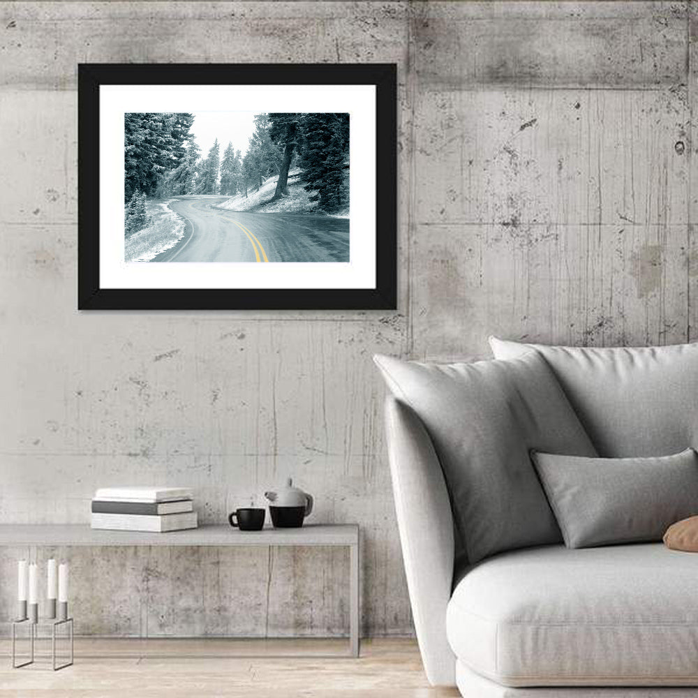 Winding Snowy Highway Wall Art