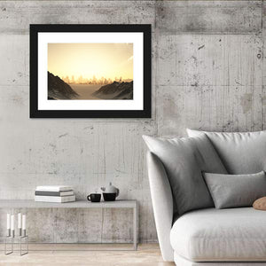 Futuristic City Sunset Wall Art