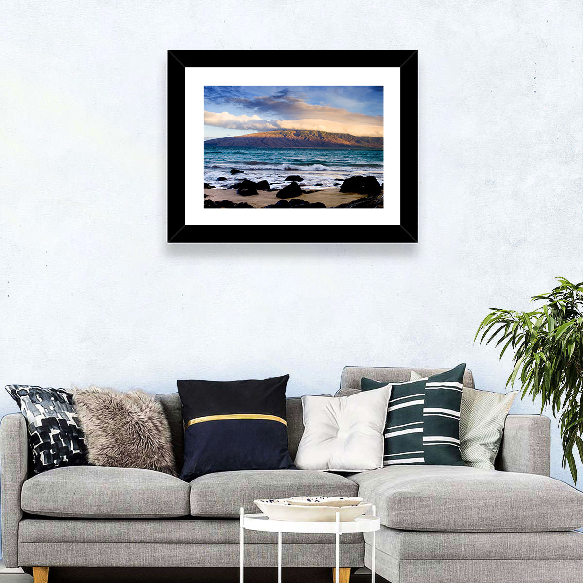 Kihei Golden Coastline Wall Art in a room, landscape